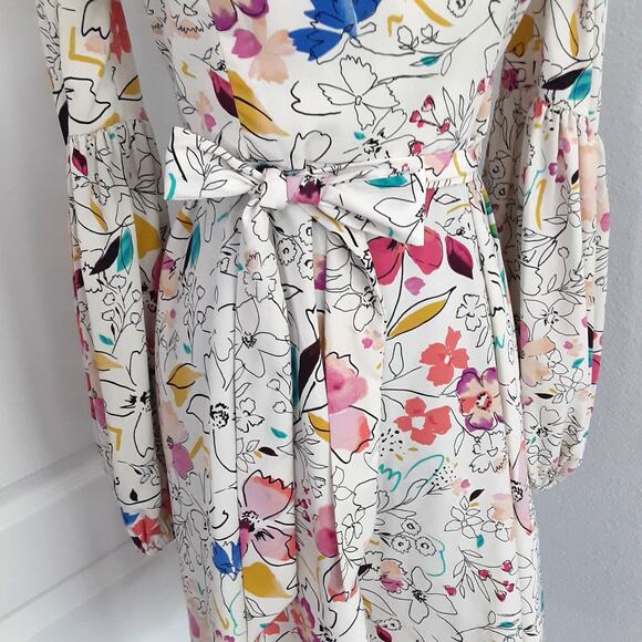 Clover and Sloane Off The Shoulder Floral Fit & Flare Dress Puff Sleeve Women XS - Picture 4 of 10